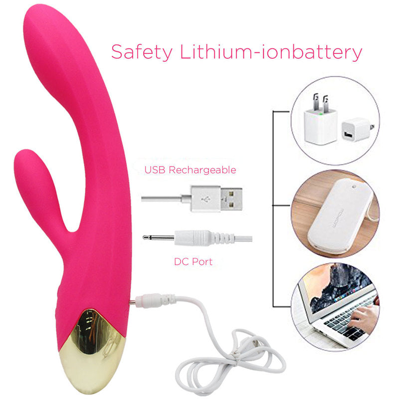 Rechargeable G Spot Rabbit Vibrator Adult Sex Toys Waterproof Personal Dildo Vibrator Clit Stimulator 10 Vibration Modes Quiet Dual Motor for Women