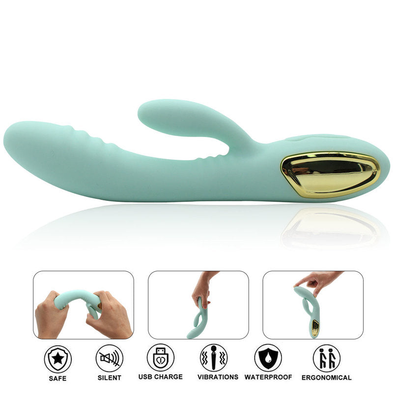 Thrusting Rabbit Vibrator with 2 Powerful Thrusting Actions 10 Vibration Modes for G Spot Clitoris Stimulation Waterproof Dildo Bunny Vibrator Personal Sex Toy for Women