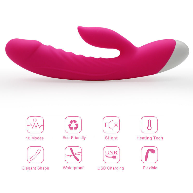 Rechargeable Thrusting Sucking Rabbit Vibrator for Women Waterproof G Spot Vibrator Clitoral Sucker Soft Silicone Purple Sex Vibrator for Her