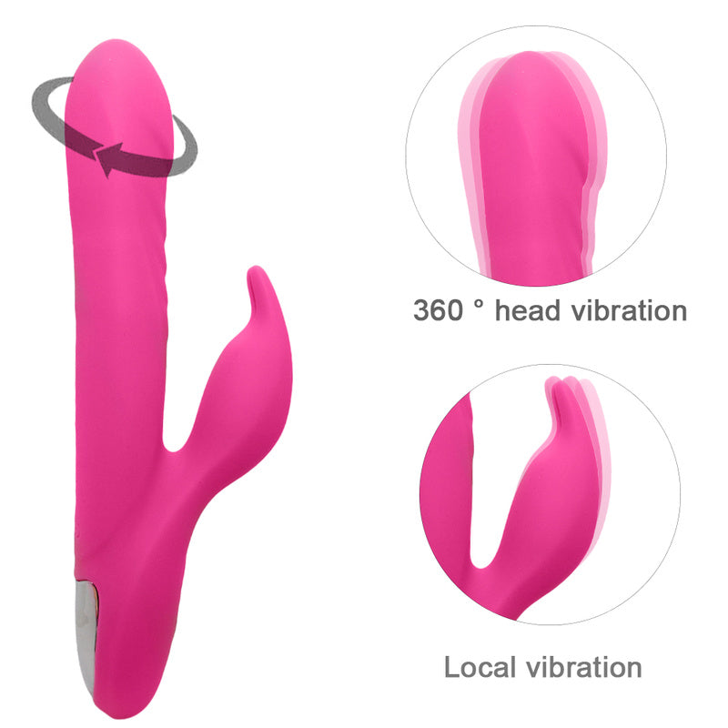 Rechargeable Thrusting Sucking Rabbit Vibrator for Women, Waterproof Rotating G Spot Vibrator Clitoral Sucker Soft Silicone Purple Rotating Sex Vibrator for Her