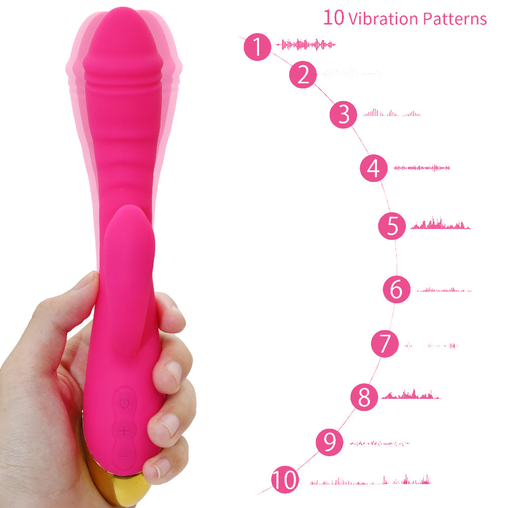 Rechargeable Thrusting Sucking Rabbit Vibrator for Women Waterproof G Spot Vibrator Clitoral Sucker Soft Silicone Sex Vibrator for Her