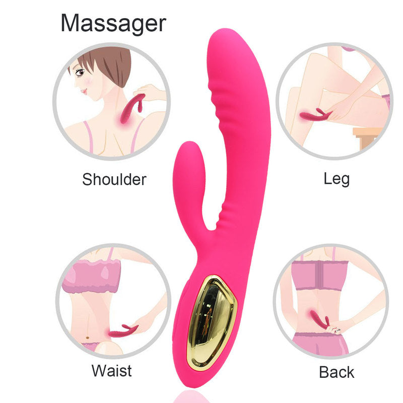 Thrusting Rabbit Vibrator with 2 Powerful Thrusting Actions 10 Vibration Modes for G Spot Clitoris Stimulation Waterproof Dildo Bunny Vibrator Personal Sex Toy for Women