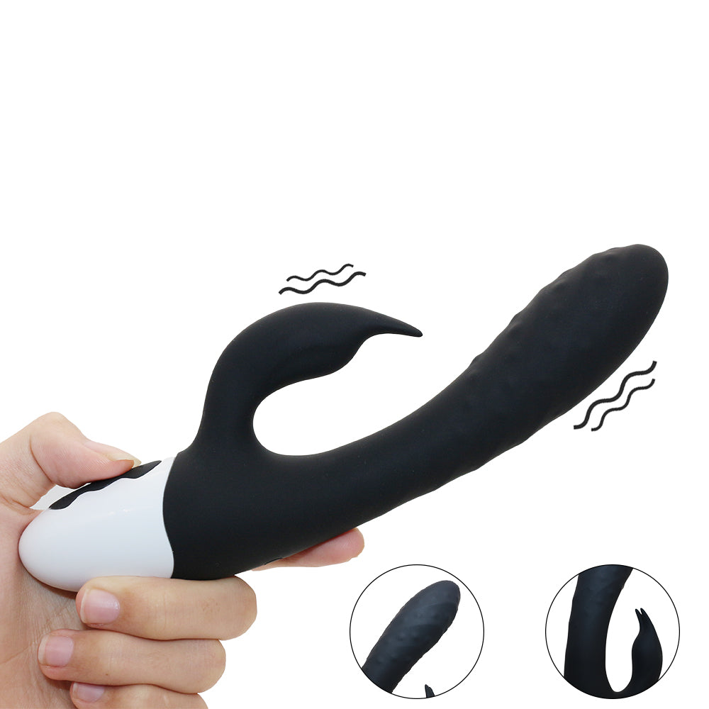 Rechargeable Rabbit Vibrator Silicone Clit Stimulator with 3 Powerful Thrusting Actions 10 Vibration Modes for G Spot Clitoris Stimulation Waterproof Dildo Vibrator Personal Adult Sex Toy for Women