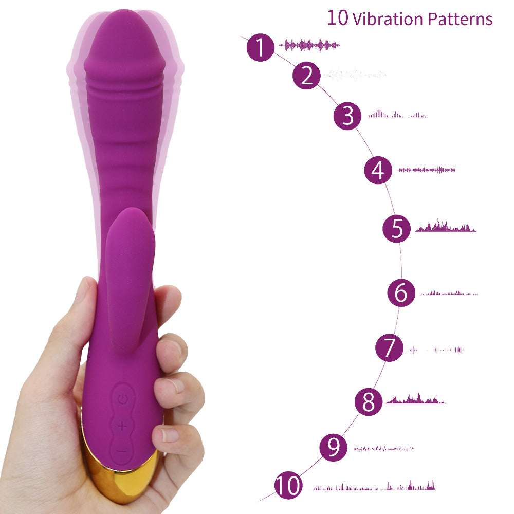 Rechargeable Thrusting Sucking Rabbit Vibrator for Women Waterproof G Spot Vibrator Clitoral Sucker Soft Silicone Sex Vibrator for Her