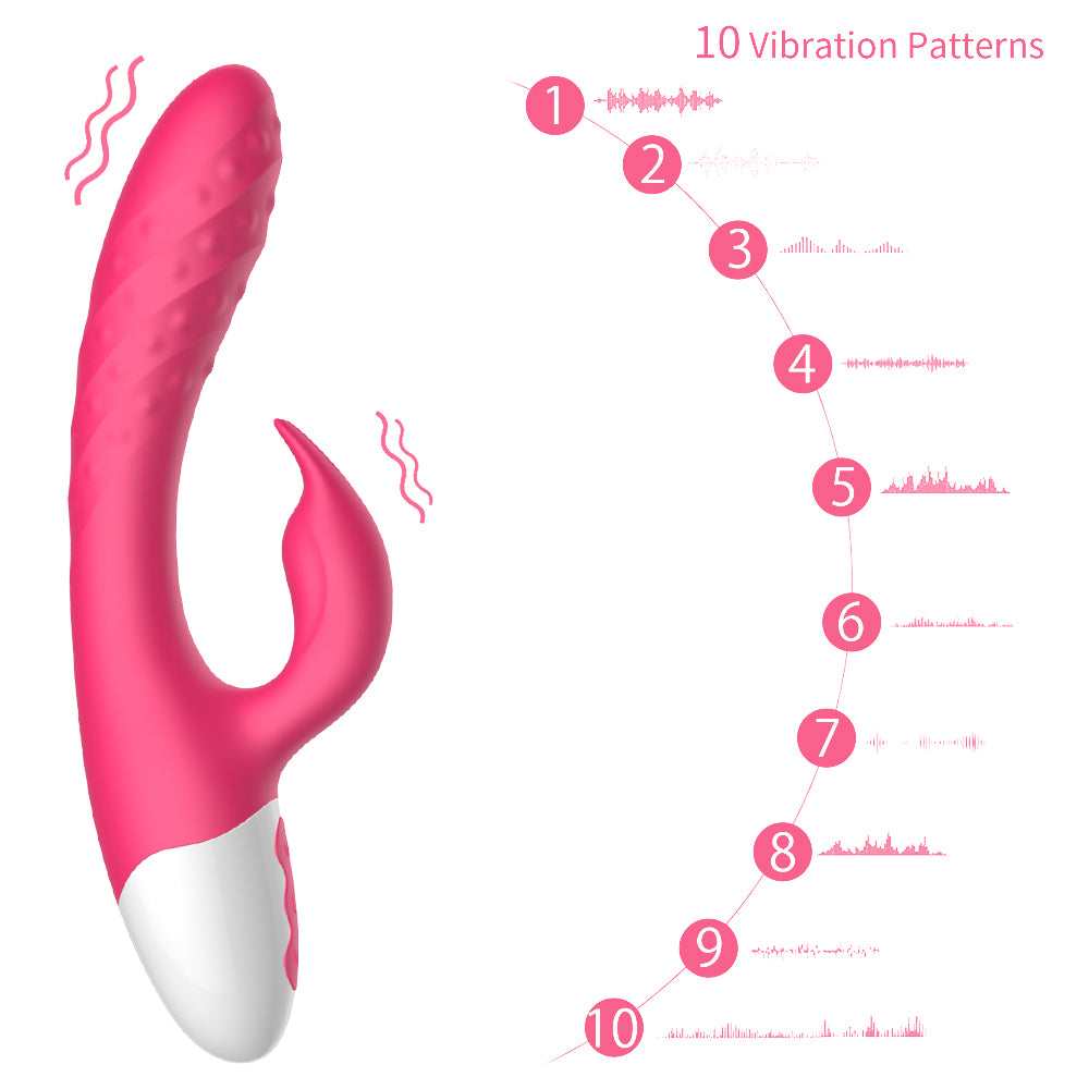 Rechargeable Rabbit Vibrator Silicone Clit Stimulator with 3 Powerful Thrusting Actions 10 Vibration Modes for G Spot Clitoris Stimulation Waterproof Dildo Vibrator Personal Adult Sex Toy for Women