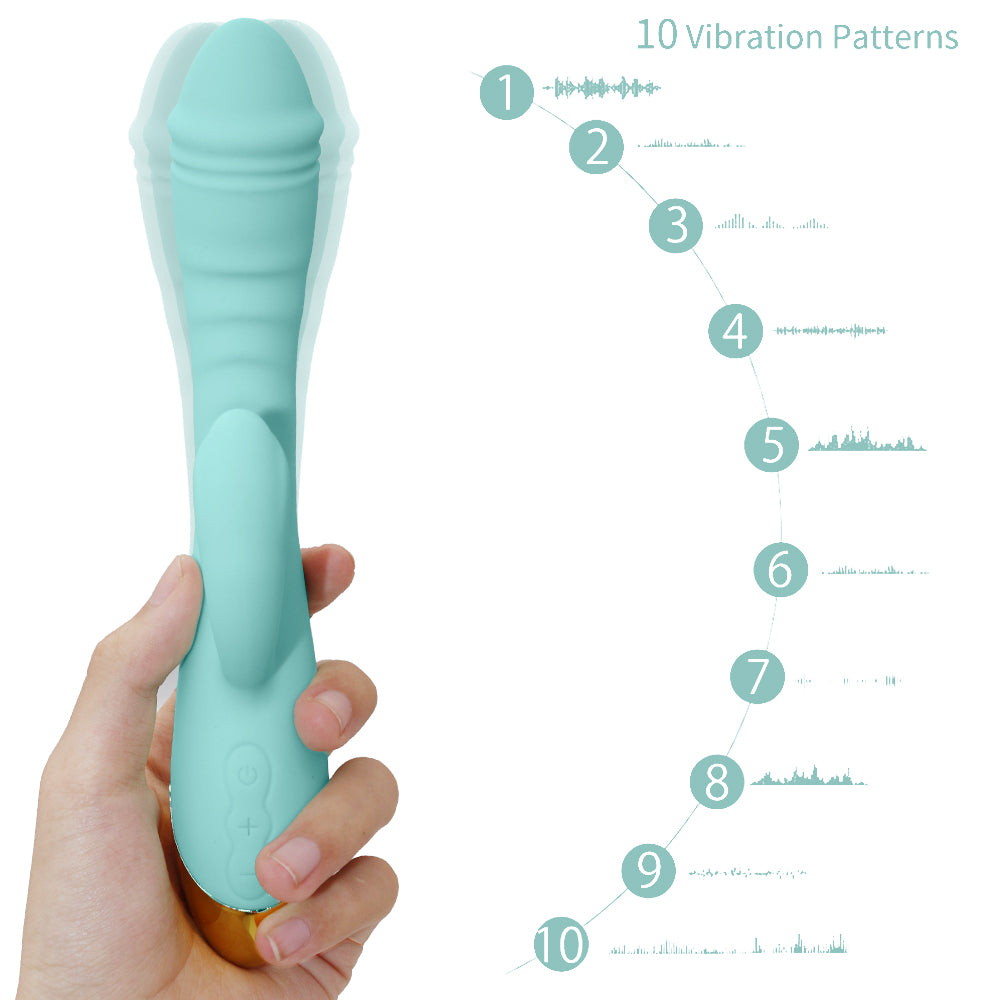 Rechargeable Thrusting Sucking Rabbit Vibrator for Women Waterproof G Spot Vibrator Clitoral Sucker Soft Silicone Sex Vibrator for Her