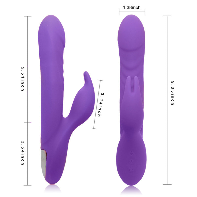 Rechargeable Thrusting Sucking Rabbit Vibrator for Women, Waterproof Rotating G Spot Vibrator Clitoral Sucker Soft Silicone Purple Rotating Sex Vibrator for Her