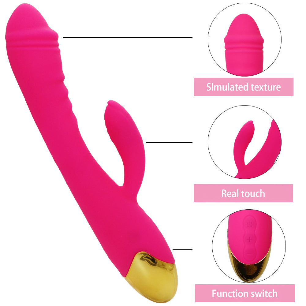 Rechargeable Thrusting Sucking Rabbit Vibrator for Women Waterproof G Spot Vibrator Clitoral Sucker Soft Silicone Sex Vibrator for Her