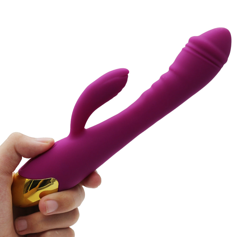 Rechargeable Thrusting Sucking Rabbit Vibrator for Women Waterproof G Spot Vibrator Clitoral Sucker Soft Silicone Sex Vibrator for Her