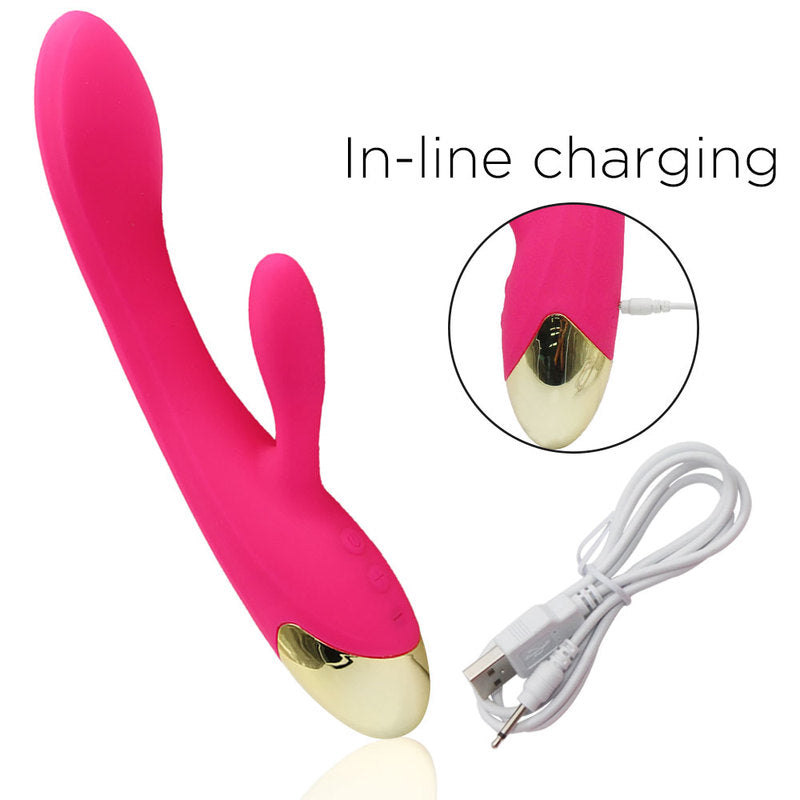 Rechargeable G Spot Rabbit Vibrator Adult Sex Toys Waterproof Personal Dildo Vibrator Clit Stimulator 10 Vibration Modes Quiet Dual Motor for Women