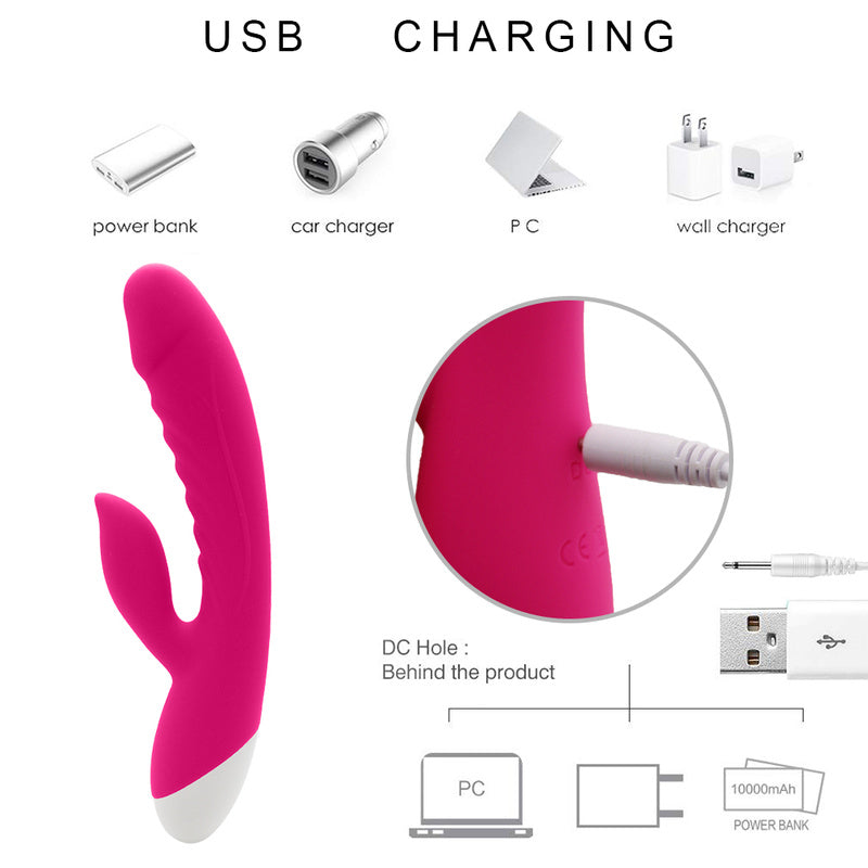 Rechargeable Thrusting Sucking Rabbit Vibrator for Women Waterproof G Spot Vibrator Clitoral Sucker Soft Silicone Purple Sex Vibrator for Her