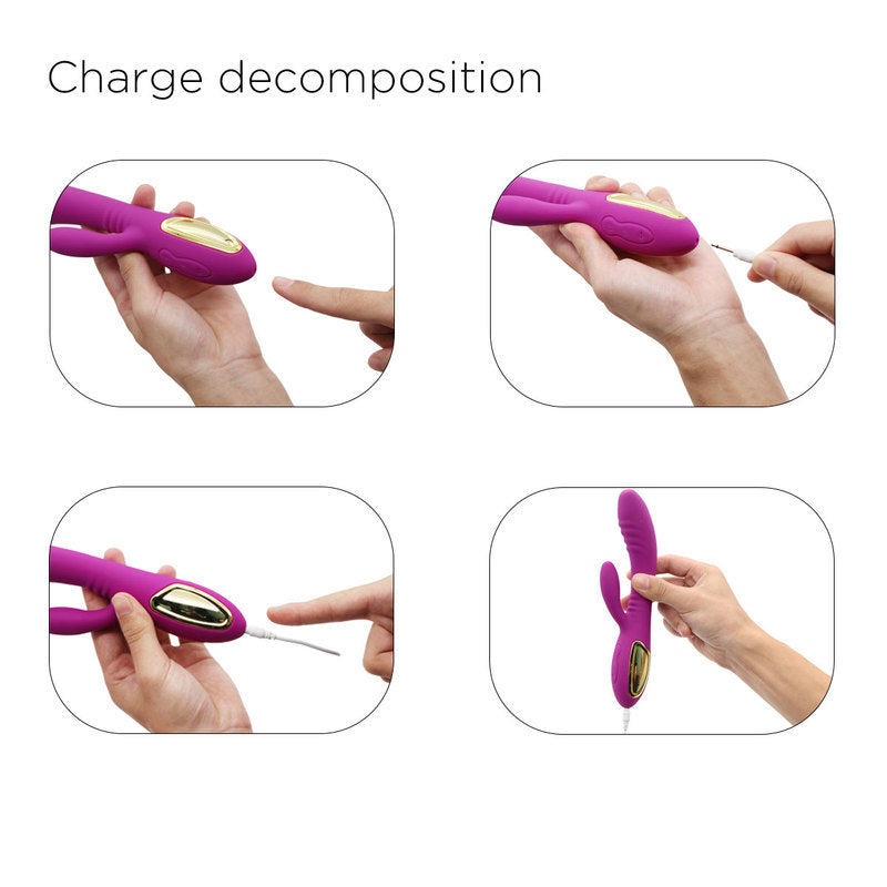 Thrusting Rabbit Vibrator with 2 Powerful Thrusting Actions 10 Vibration Modes for G Spot Clitoris Stimulation Waterproof Dildo Bunny Vibrator Personal Sex Toy for Women