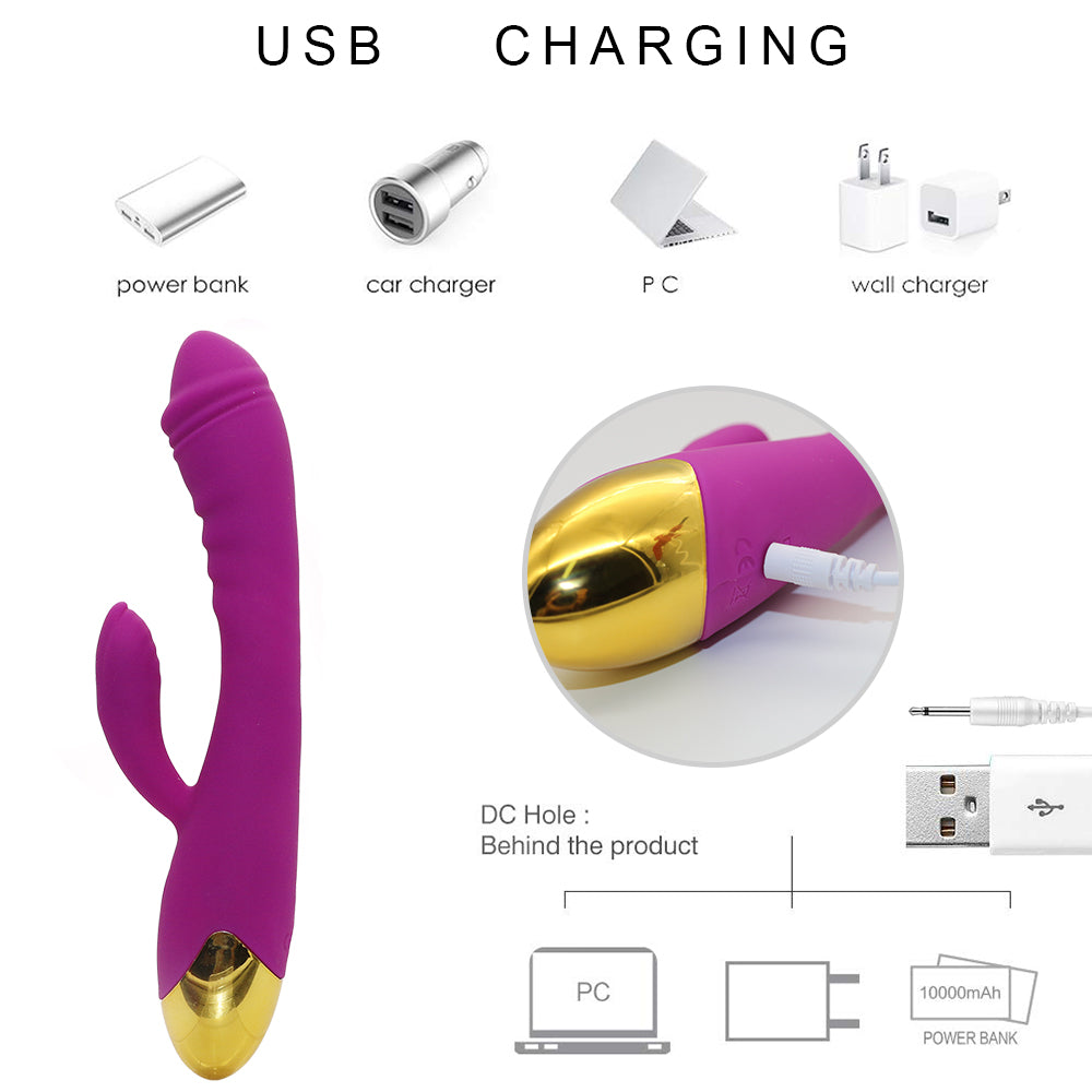 Rechargeable Thrusting Sucking Rabbit Vibrator for Women Waterproof G Spot Vibrator Clitoral Sucker Soft Silicone Sex Vibrator for Her