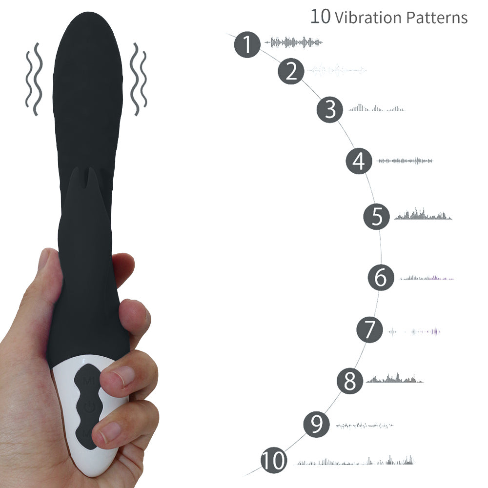 Rechargeable Rabbit Vibrator Silicone Clit Stimulator with 3 Powerful Thrusting Actions 10 Vibration Modes for G Spot Clitoris Stimulation Waterproof Dildo Vibrator Personal Adult Sex Toy for Women