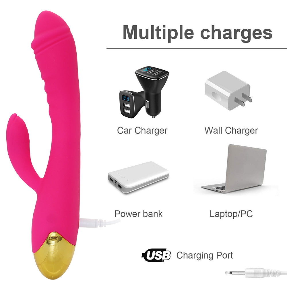 Rechargeable Thrusting Sucking Rabbit Vibrator for Women Waterproof G Spot Vibrator Clitoral Sucker Soft Silicone Sex Vibrator for Her