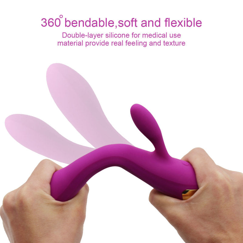 Rechargeable G Spot Rabbit Vibrator Adult Sex Toys Waterproof Personal Dildo Vibrator Clit Stimulator 10 Vibration Modes Quiet Dual Motor for Women