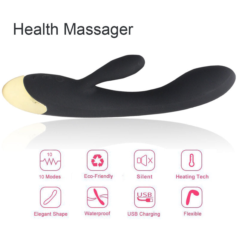 Rechargeable G Spot Rabbit Vibrator Adult Sex Toys Waterproof Personal Dildo Vibrator Clit Stimulator 10 Vibration Modes Quiet Dual Motor for Women