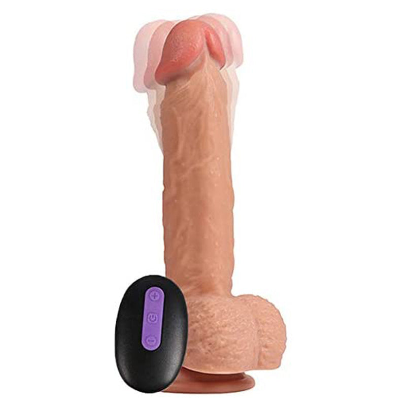 Realistic Ultra-Soft Dildo for Beginners with Flared Suction Cup Base for Hands-Free Play Flexible Dildo with Curved Shaft and Balls for Vaginal G-spot and Anal Prostate Play