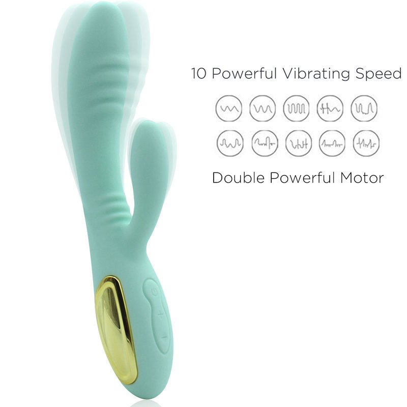 Thrusting Rabbit Vibrator with 2 Powerful Thrusting Actions 10 Vibration Modes for G Spot Clitoris Stimulation Waterproof Dildo Bunny Vibrator Personal Sex Toy for Women