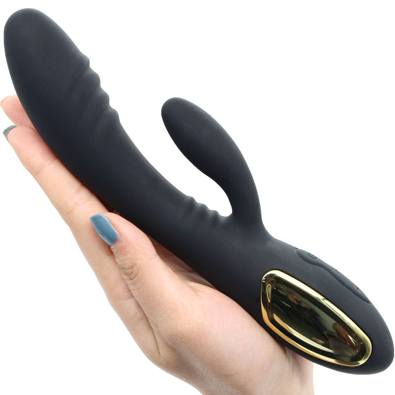 Thrusting Rabbit Vibrator with 2 Powerful Thrusting Actions 10 Vibration Modes for G Spot Clitoris Stimulation Waterproof Dildo Bunny Vibrator Personal Sex Toy for Women