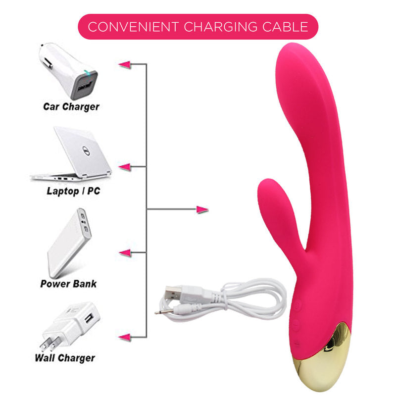 Rechargeable G Spot Rabbit Vibrator Adult Sex Toys Waterproof Personal Dildo Vibrator Clit Stimulator 10 Vibration Modes Quiet Dual Motor for Women