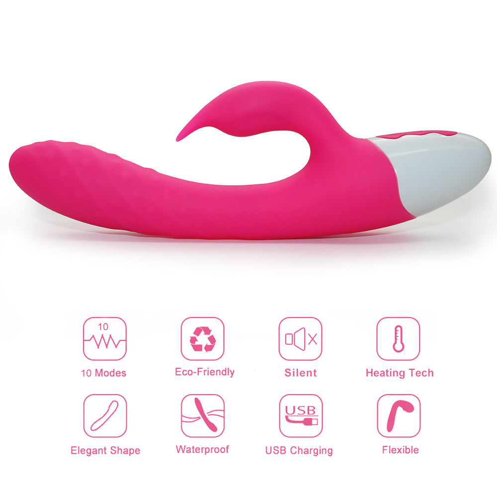 Rechargeable Rabbit Vibrator Silicone Clit Stimulator with 3 Powerful Thrusting Actions 10 Vibration Modes for G Spot Clitoris Stimulation Waterproof Dildo Vibrator Personal Adult Sex Toy for Women