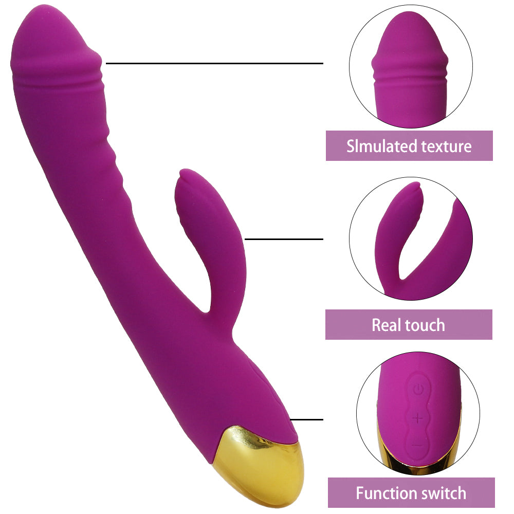 Rechargeable Thrusting Sucking Rabbit Vibrator for Women Waterproof G Spot Vibrator Clitoral Sucker Soft Silicone Sex Vibrator for Her