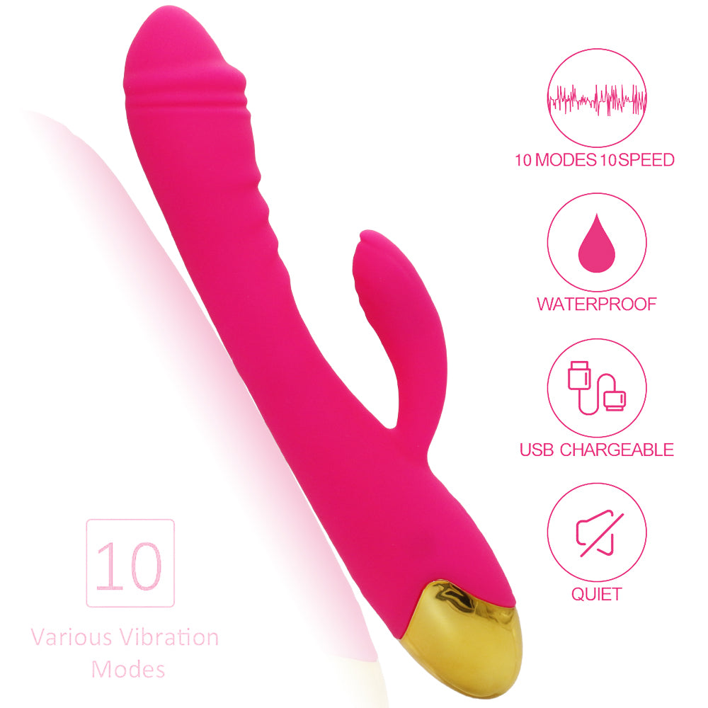 Rechargeable Thrusting Sucking Rabbit Vibrator for Women Waterproof G Spot Vibrator Clitoral Sucker Soft Silicone Sex Vibrator for Her