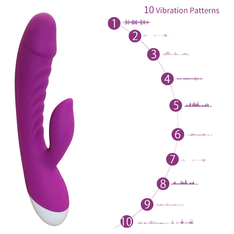 Rechargeable Thrusting Sucking Rabbit Vibrator for Women Waterproof G Spot Vibrator Clitoral Sucker Soft Silicone Purple Sex Vibrator for Her