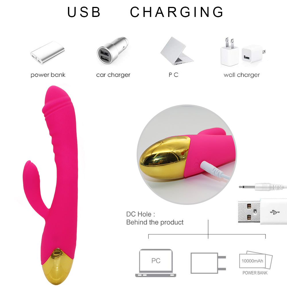 Rechargeable Thrusting Sucking Rabbit Vibrator for Women Waterproof G Spot Vibrator Clitoral Sucker Soft Silicone Sex Vibrator for Her