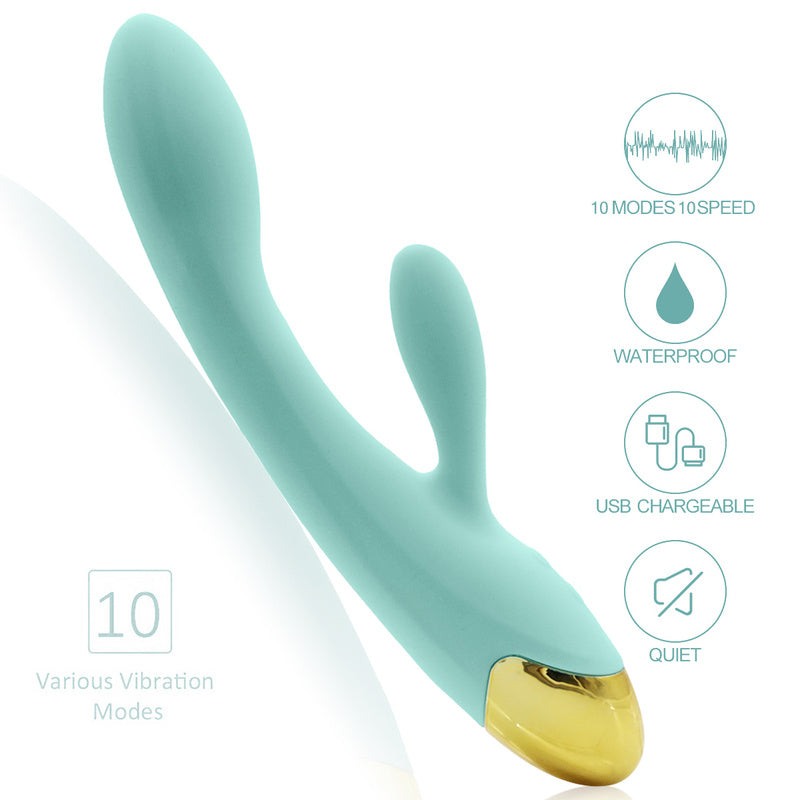 Rechargeable G Spot Rabbit Vibrator Adult Sex Toys Waterproof Personal Dildo Vibrator Clit Stimulator 10 Vibration Modes Quiet Dual Motor for Women