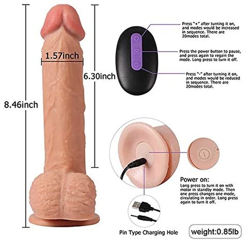 Realistic Ultra-Soft Dildo for Beginners with Flared Suction Cup Base for Hands-Free Play Flexible Dildo with Curved Shaft and Balls for Vaginal G-spot and Anal Prostate Play