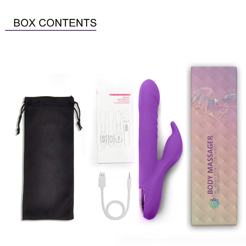 Rechargeable Thrusting Sucking Rabbit Vibrator for Women, Waterproof Rotating G Spot Vibrator Clitoral Sucker Soft Silicone Purple Rotating Sex Vibrator for Her