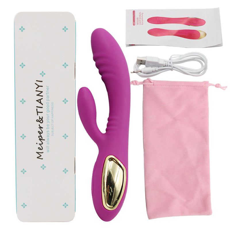 Thrusting Rabbit Vibrator with 2 Powerful Thrusting Actions 10 Vibration Modes for G Spot Clitoris Stimulation Waterproof Dildo Bunny Vibrator Personal Sex Toy for Women