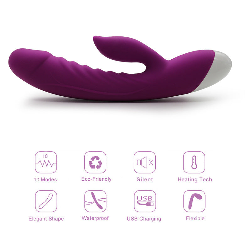 Rechargeable Thrusting Sucking Rabbit Vibrator for Women Waterproof G Spot Vibrator Clitoral Sucker Soft Silicone Purple Sex Vibrator for Her