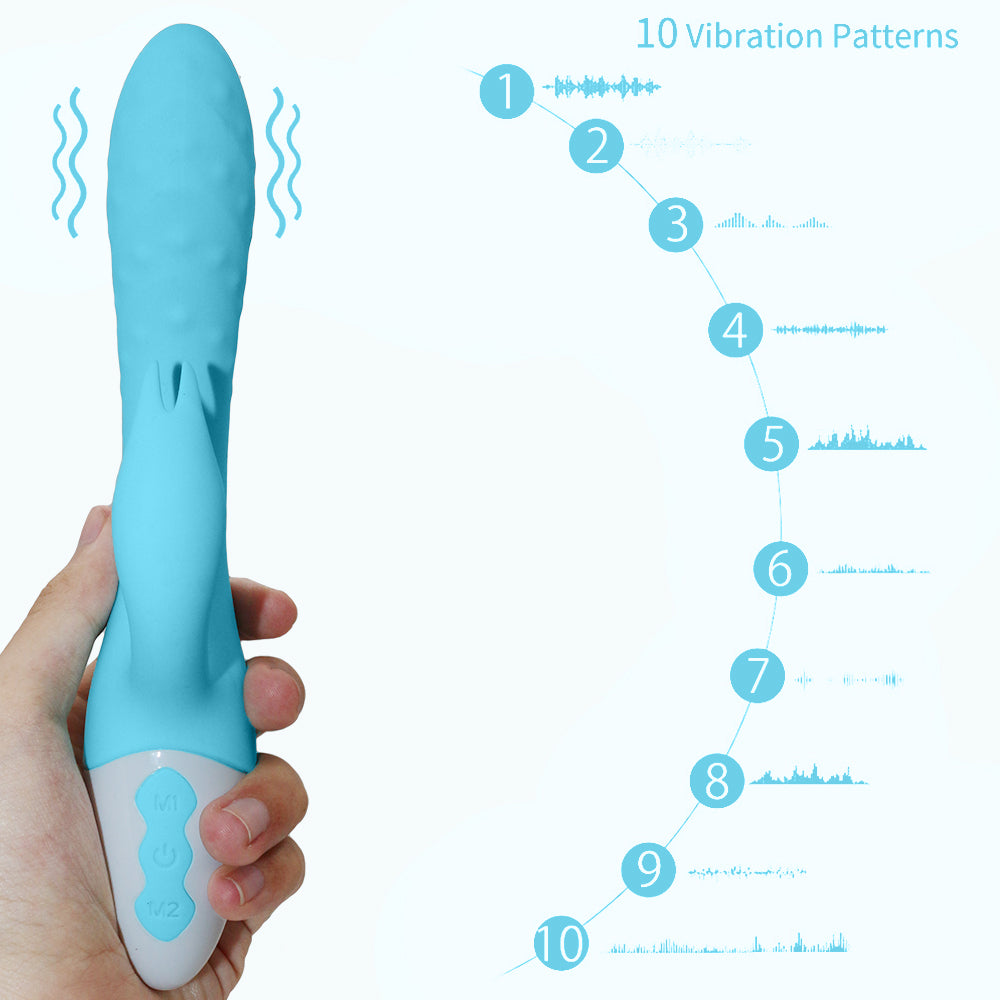 Rechargeable Rabbit Vibrator Silicone Clit Stimulator with 3 Powerful Thrusting Actions 10 Vibration Modes for G Spot Clitoris Stimulation Waterproof Dildo Vibrator Personal Adult Sex Toy for Women