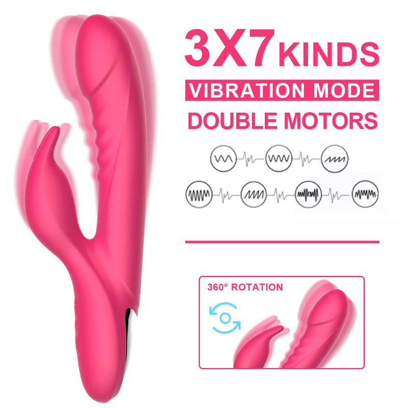 Rechargeable Thrusting Sucking Rabbit Vibrator for Women, Waterproof Rotating G Spot Vibrator Clitoral Sucker Soft Silicone Purple Rotating Sex Vibrator for Her