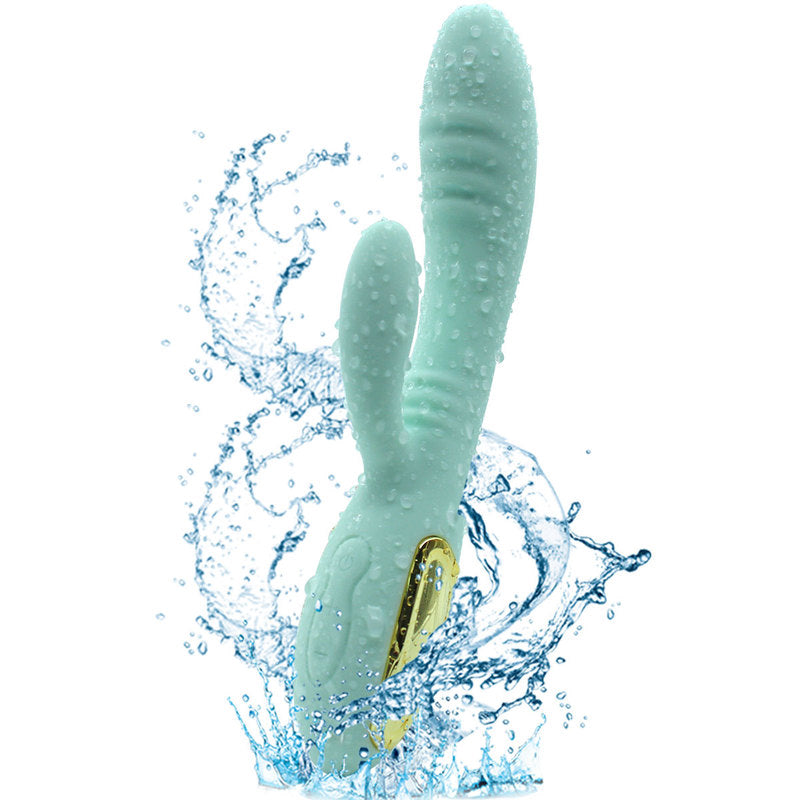 Thrusting Rabbit Vibrator with 2 Powerful Thrusting Actions 10 Vibration Modes for G Spot Clitoris Stimulation Waterproof Dildo Bunny Vibrator Personal Sex Toy for Women